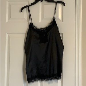 Black lace front cami